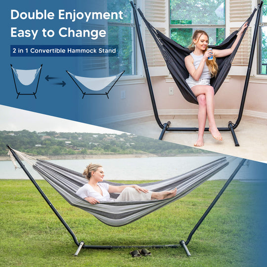 2-in-1 Heavy Duty 2 Person Hammock with Stand for Patio and Yard | SUNCREAT