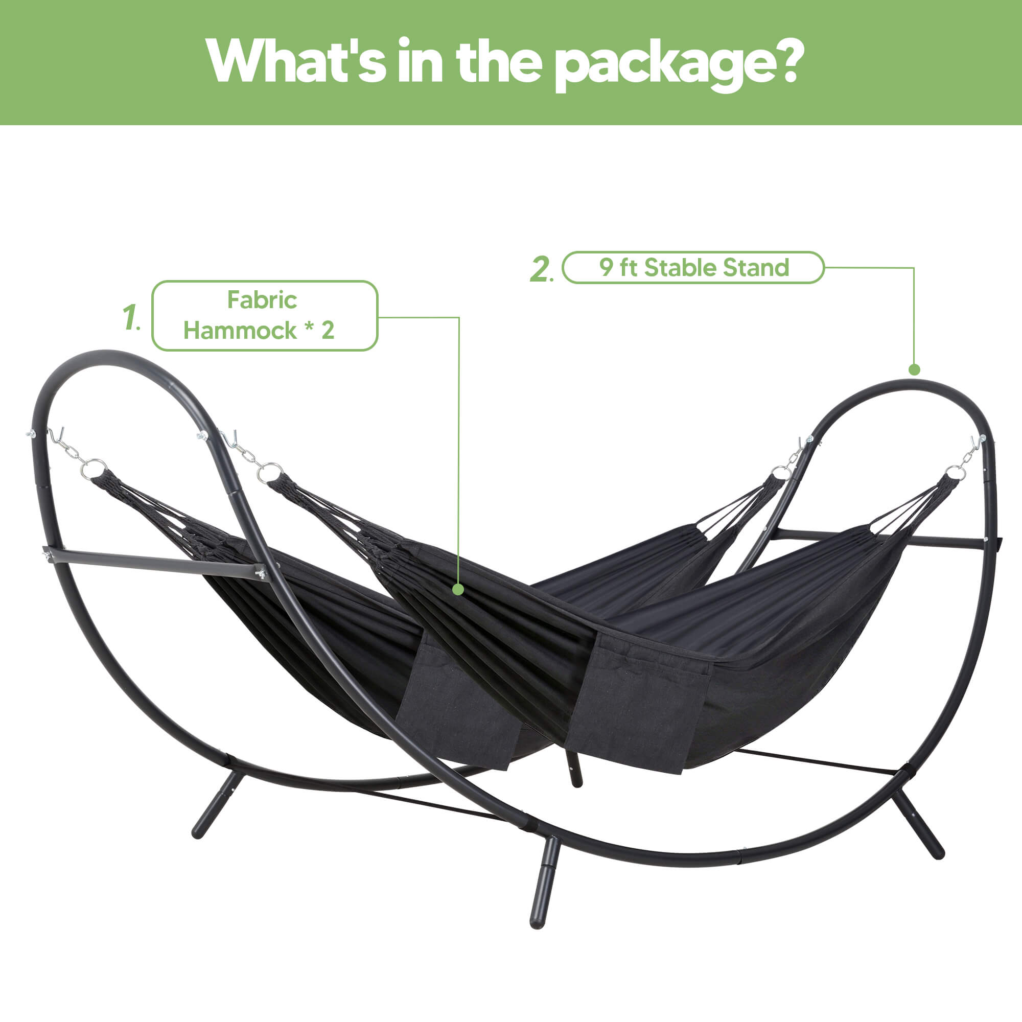 2 Person hammock with stand#color_dark-gray