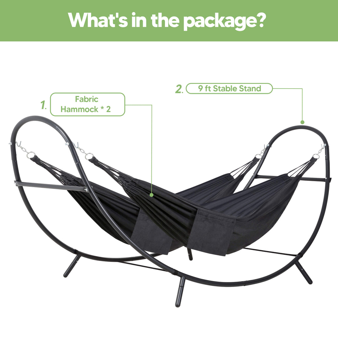 2 Person hammock with stand#color_dark-gray