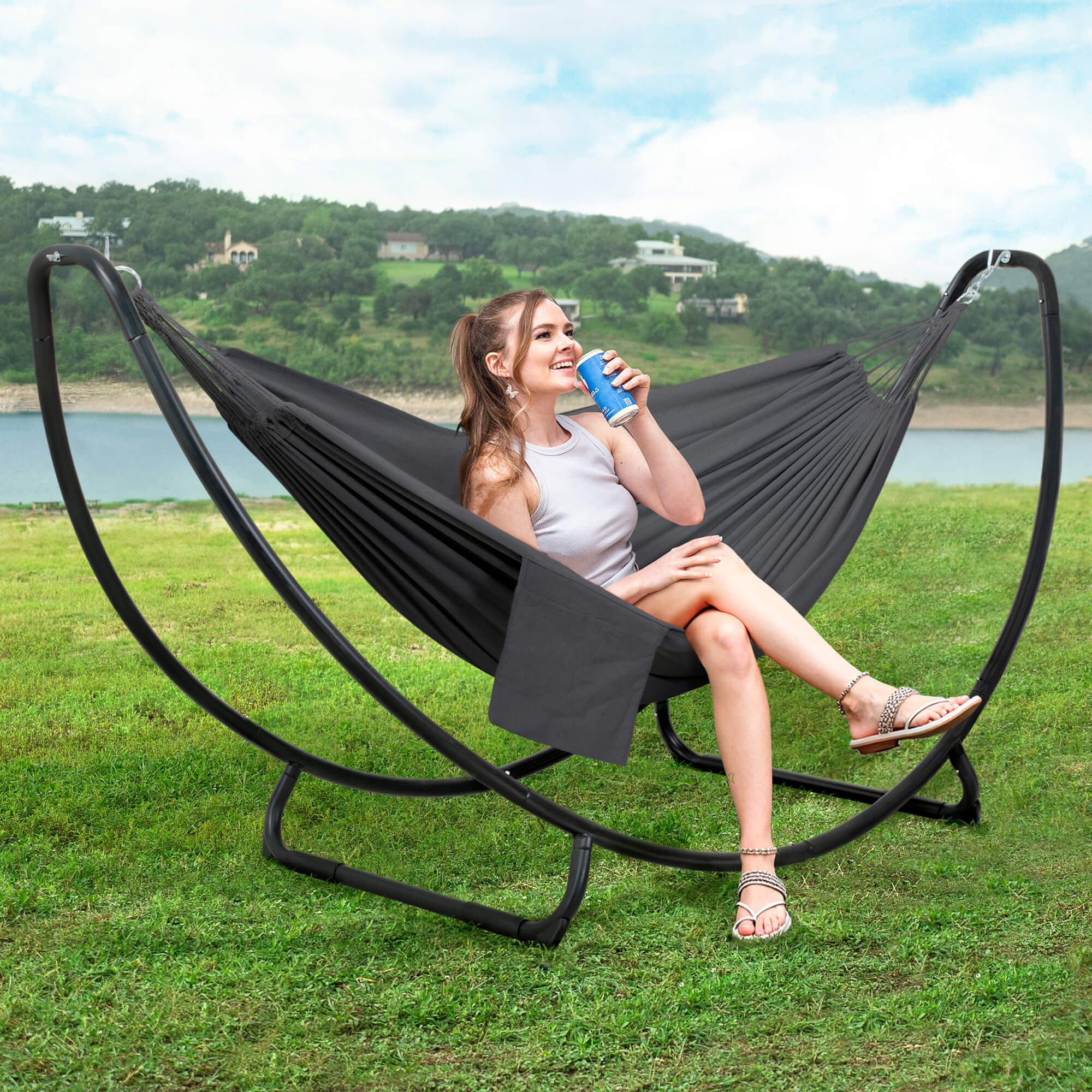 hammock with stand#color_dark-gray