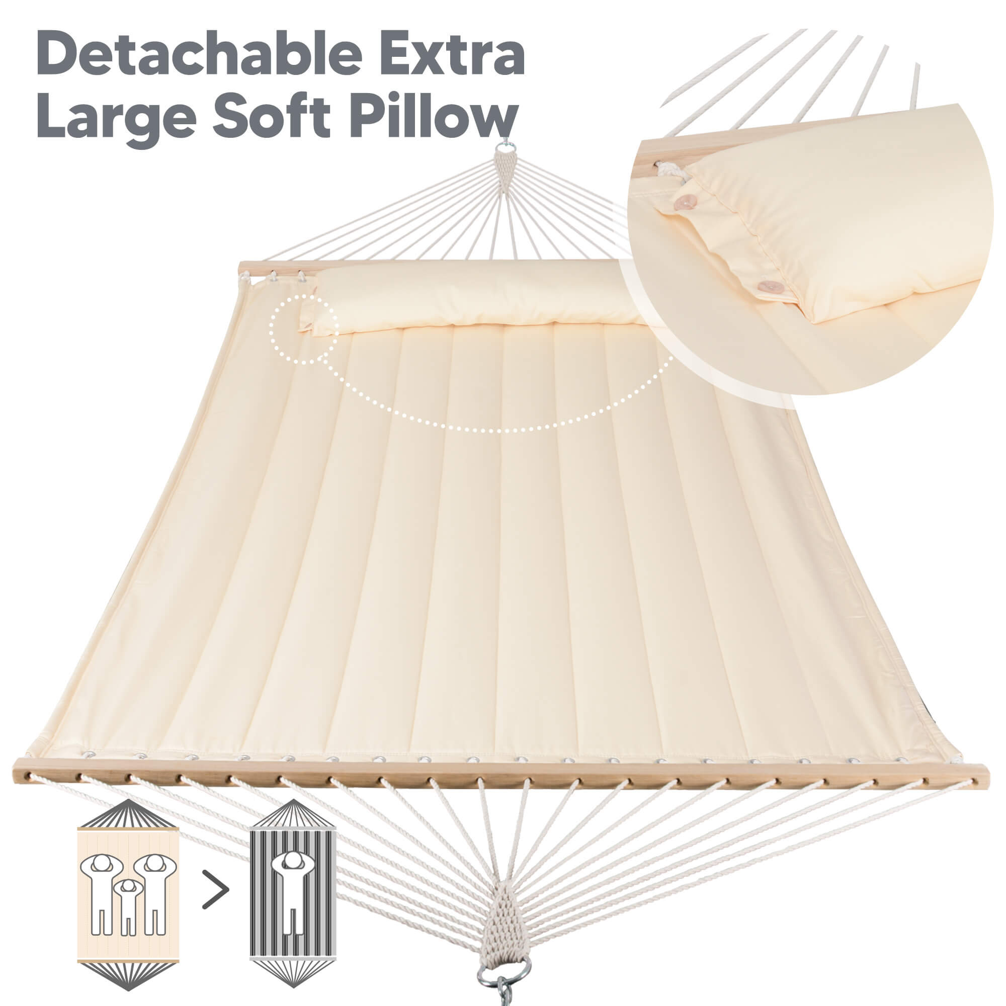 SUNCREAT Quilted Fabric Hammock#color_beige