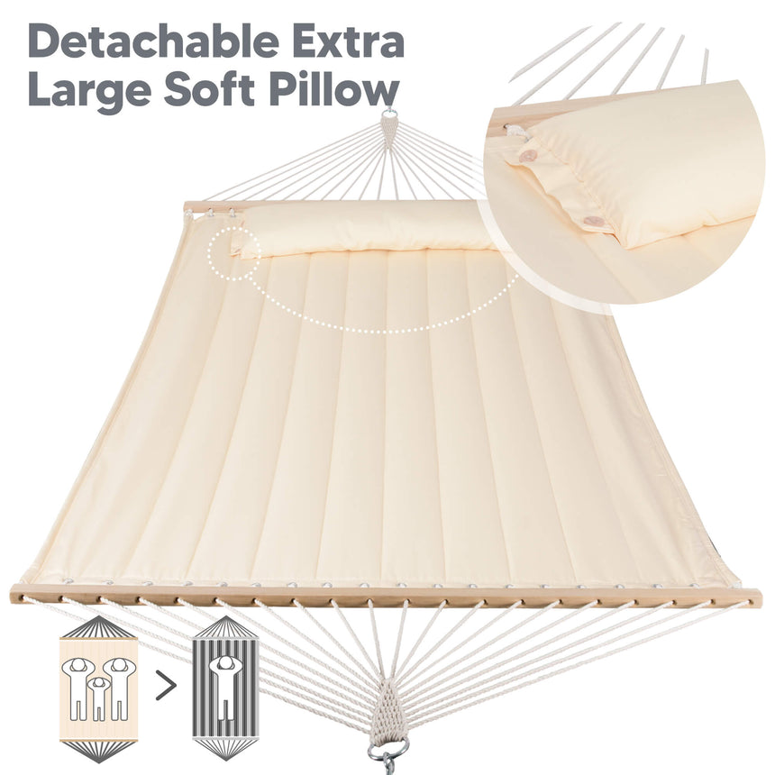 SUNCREAT Quilted Fabric Hammock#color_beige