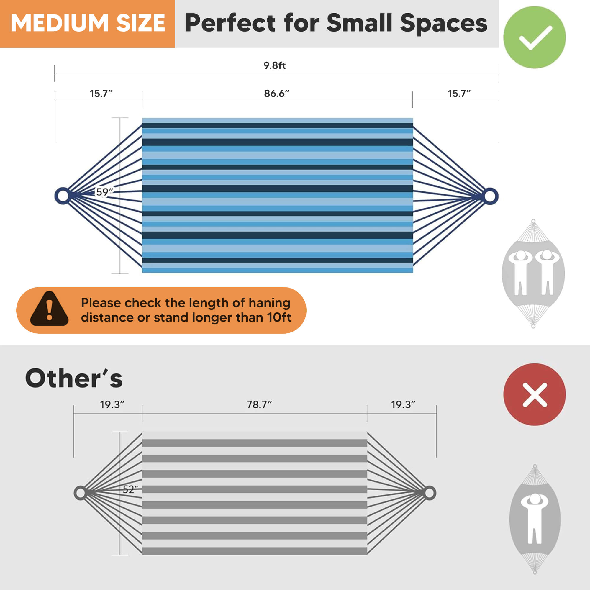 Camping Hammock for Outdoor#Color_light-blue-stripes