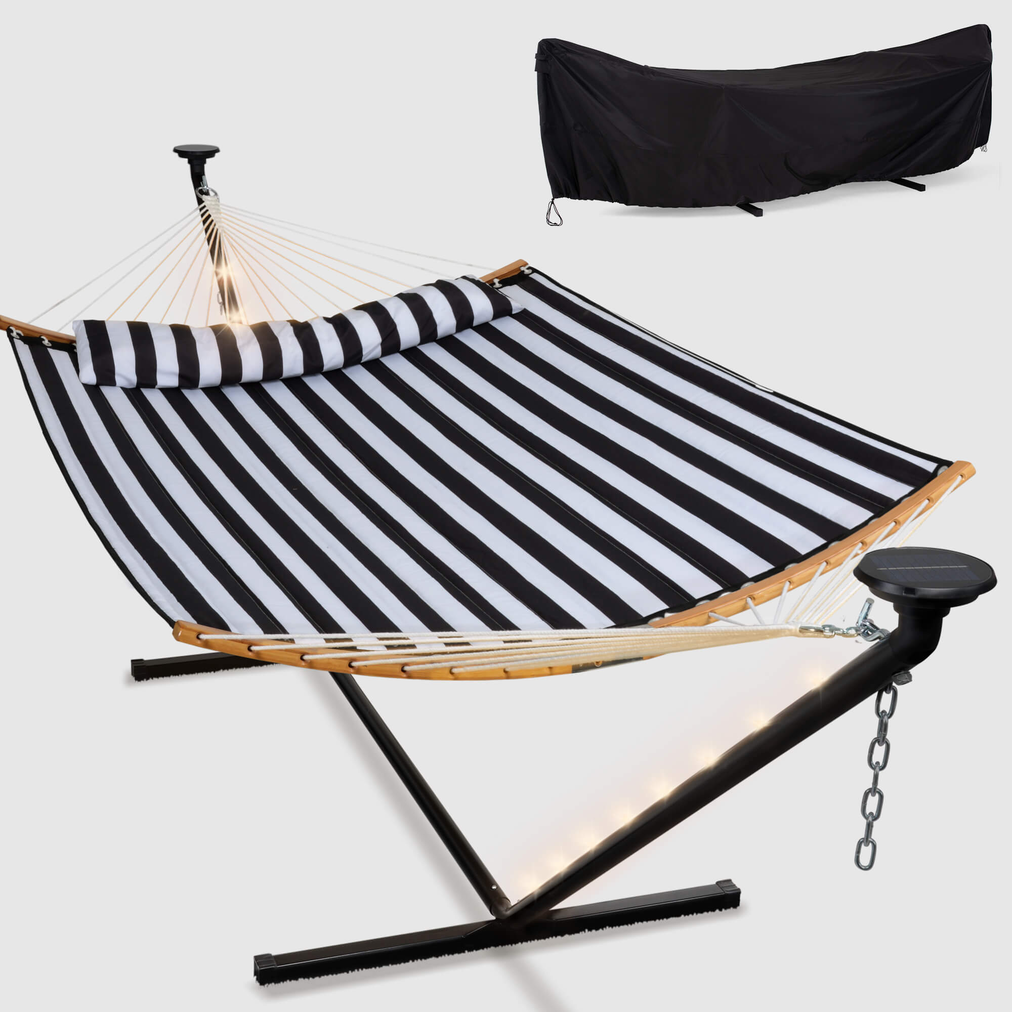 double hammock with stand  #color_black-stripes#options_combo-cover-$215.99-save-40%