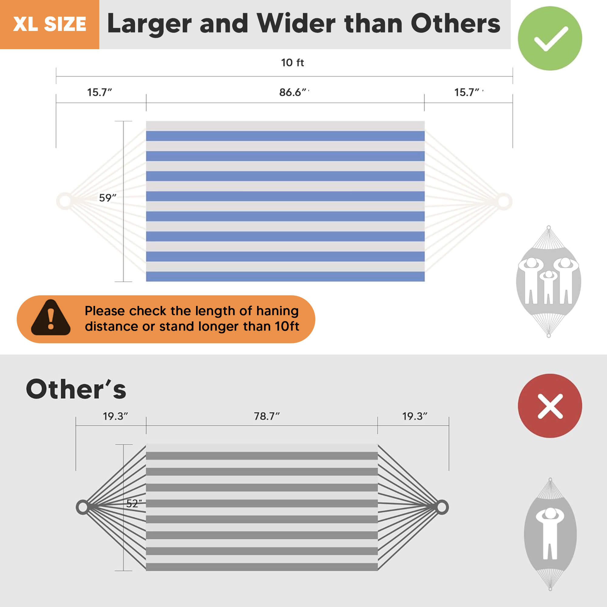 canping hammocks#color_blue-white-stripes