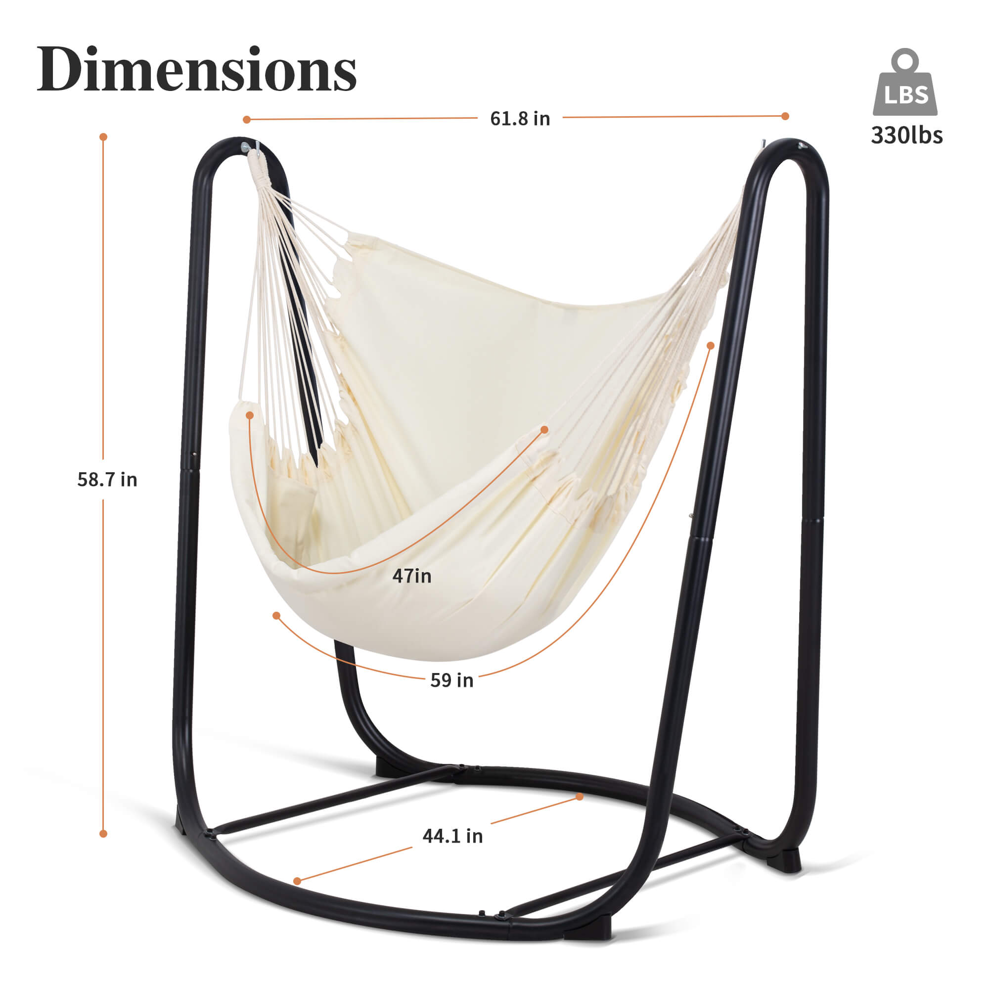 suncreat hanging swing chair with stand#color_beige
