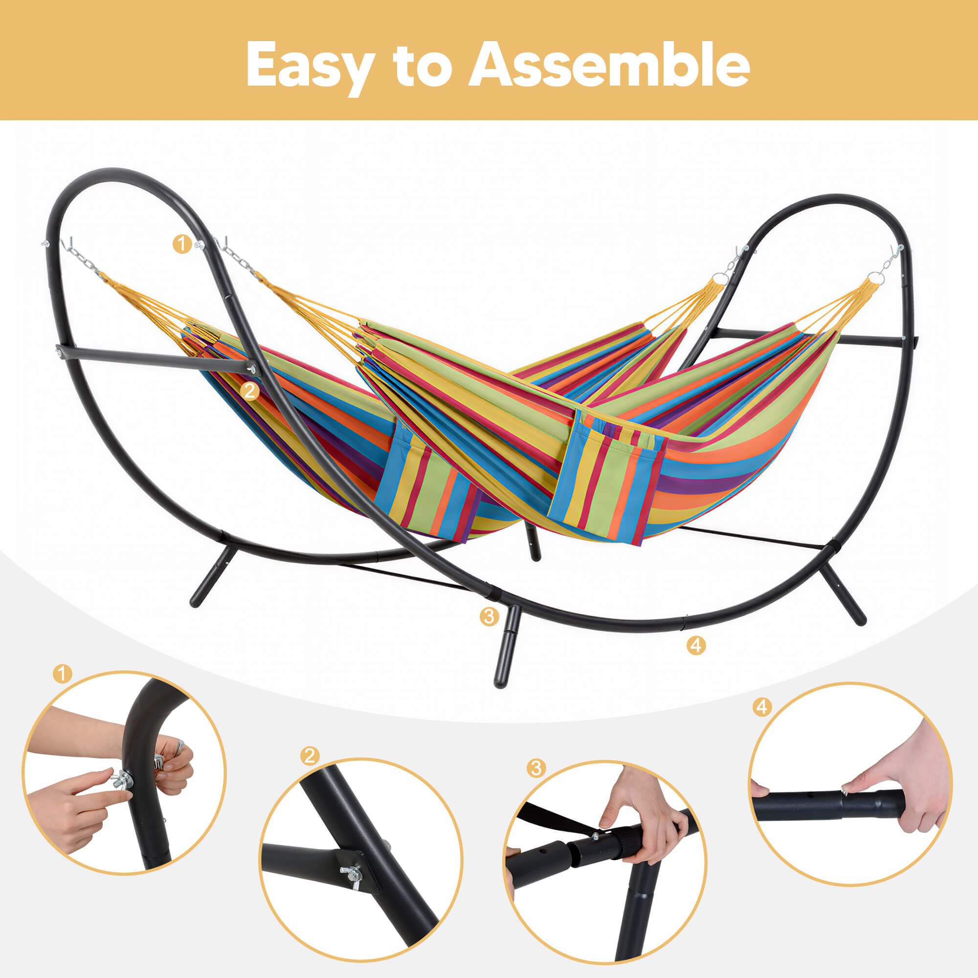 2 Person hammock with stand#color_colorful-stripes