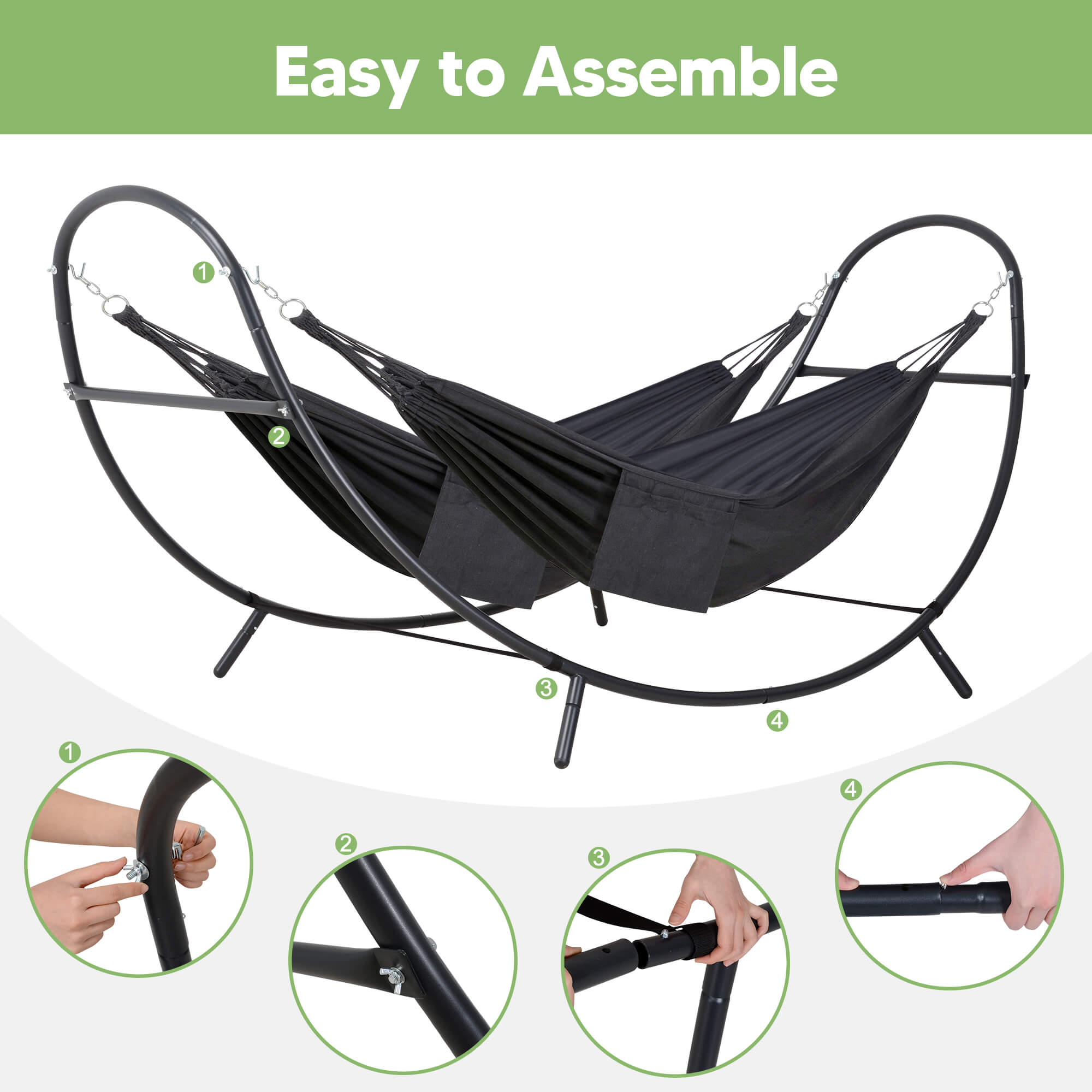 2 Person hammock with stand#color_dark-gray