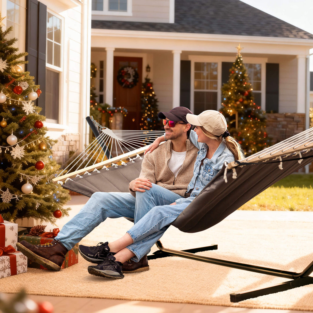 hammock with stand#color_brown