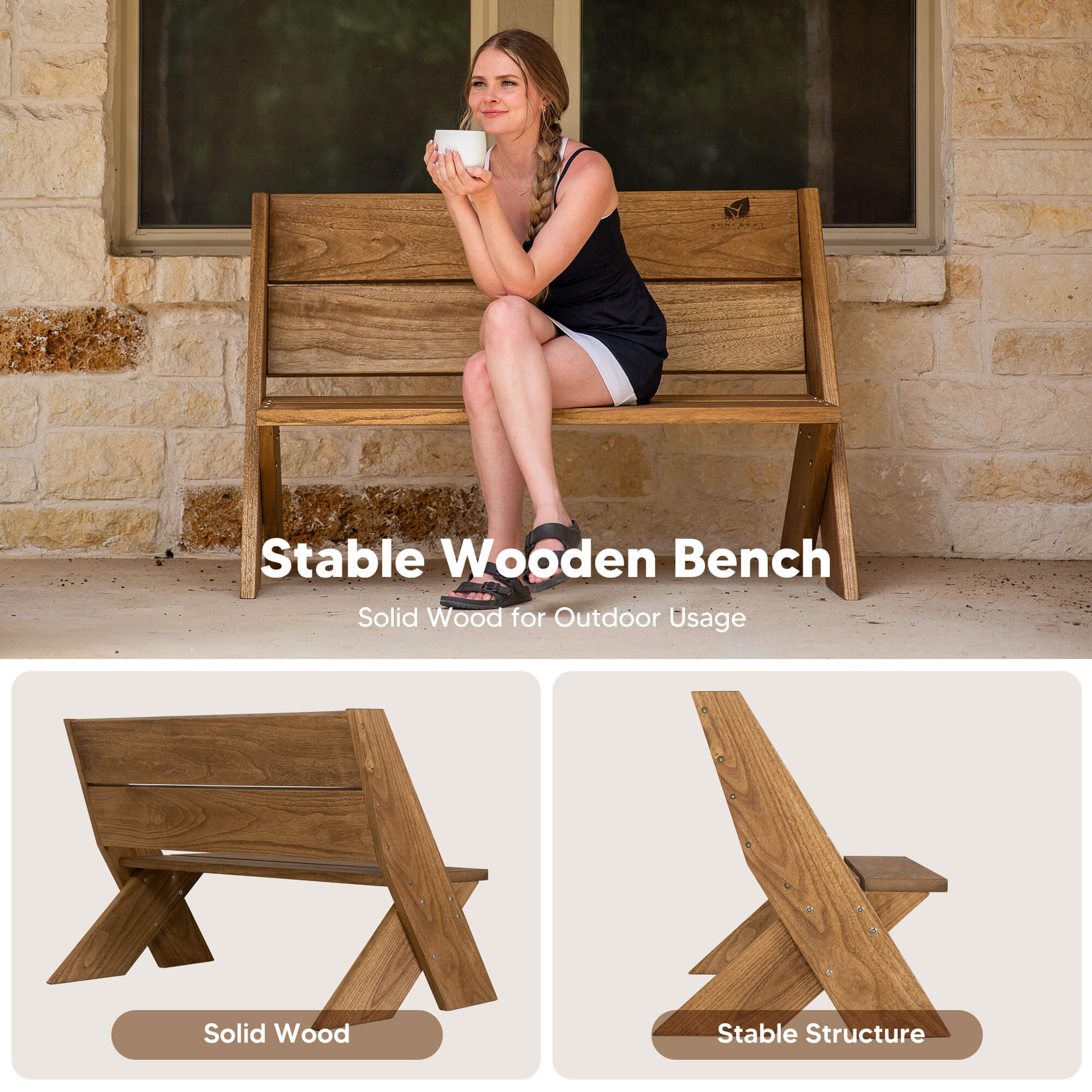 outdoor wooden bench