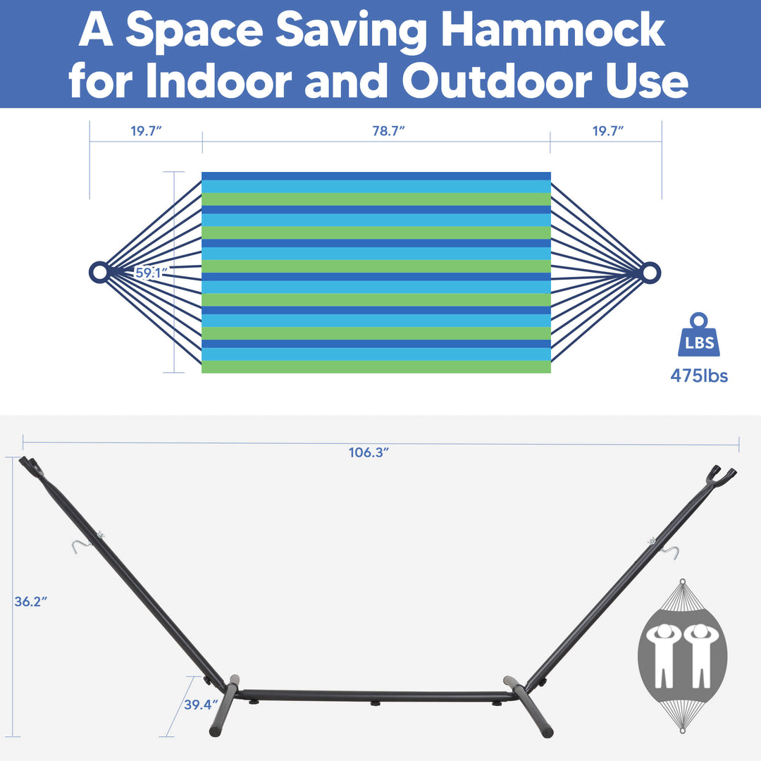 hammock with stand#color-h_blue-stripe