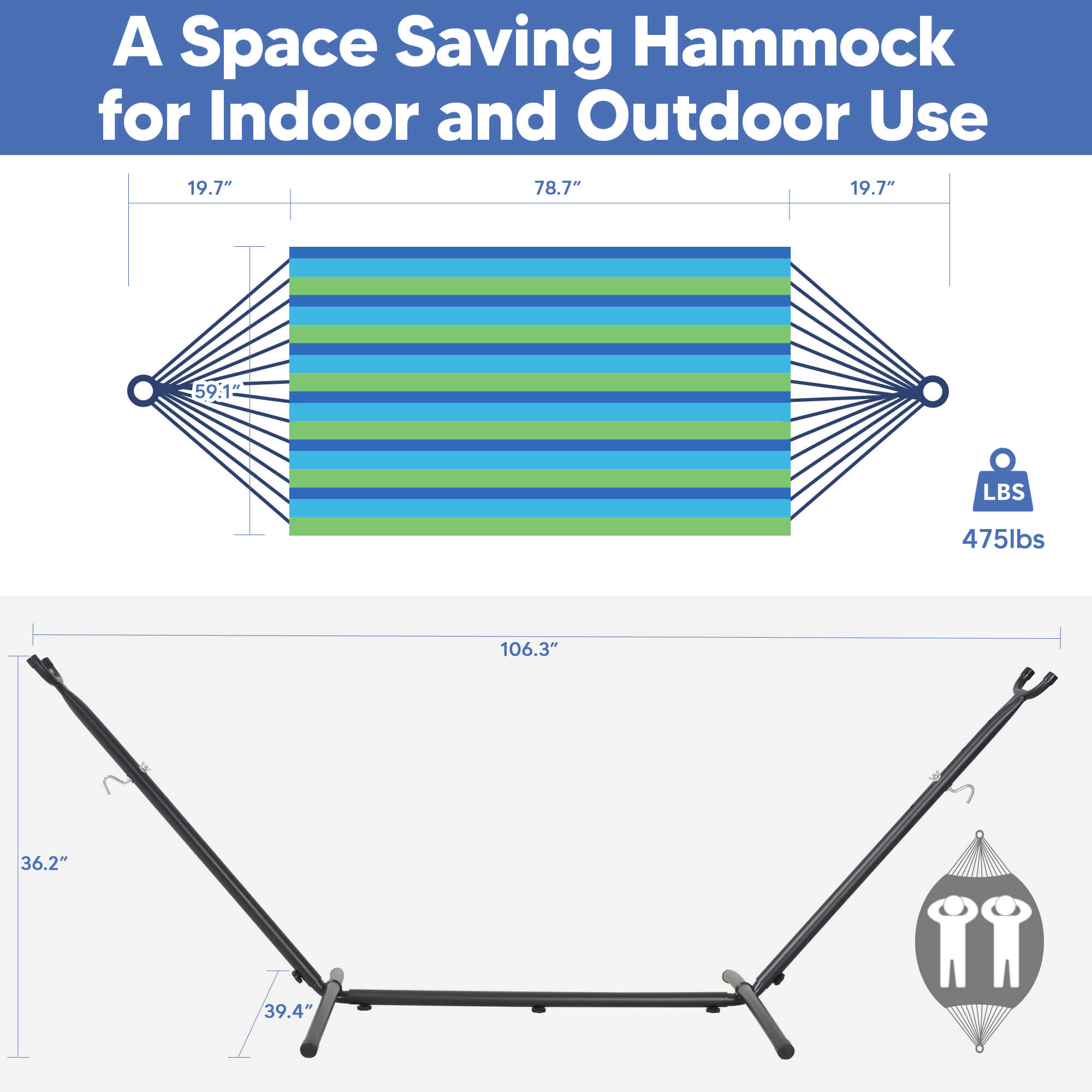 hammock with stand#color-h_blue-stripe