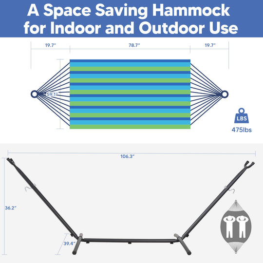 hammock with stand#color-h_blue-stripe