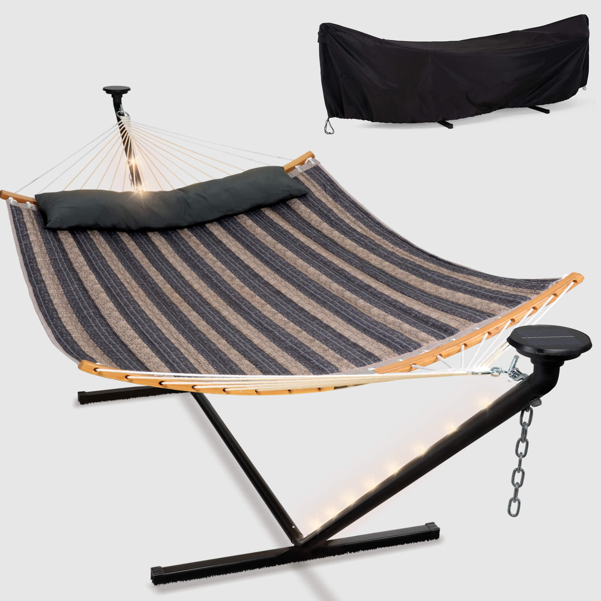 double hammock with stand  #color_dark-gray-stripes#options_combo-cover-$215.99-save-40%