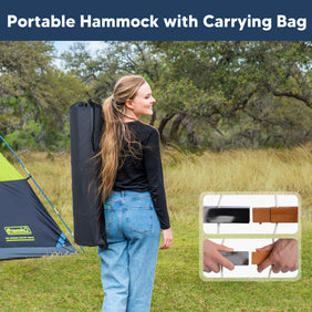Double Quilted Hammock with Curved Bamboo Bar & Portable Stand |SUNCREAT