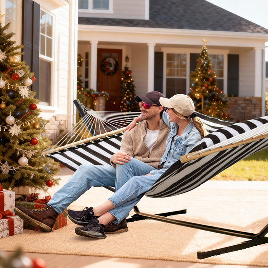 hammock with stand#color_black-stripes