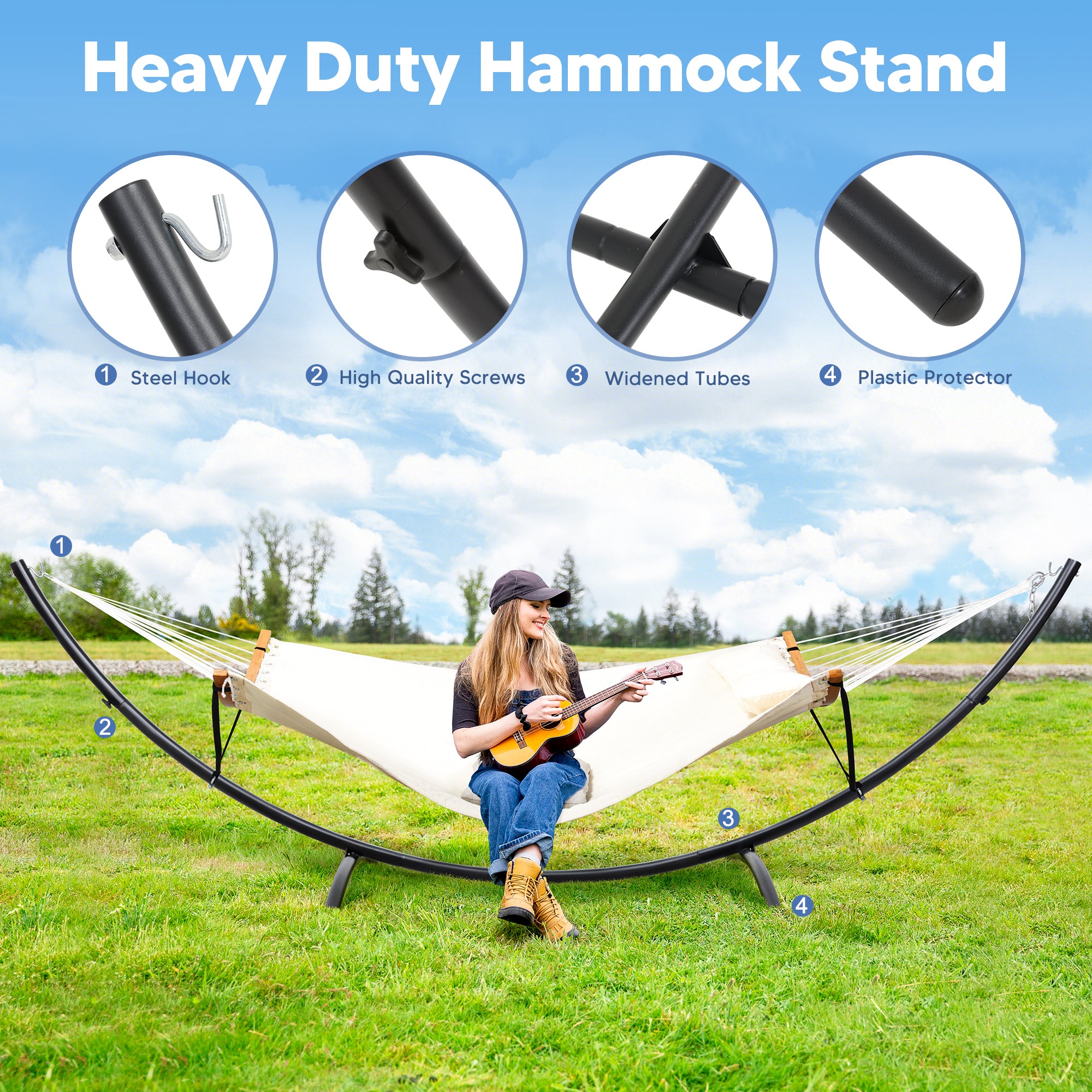 portable hammock with stand#color_beige