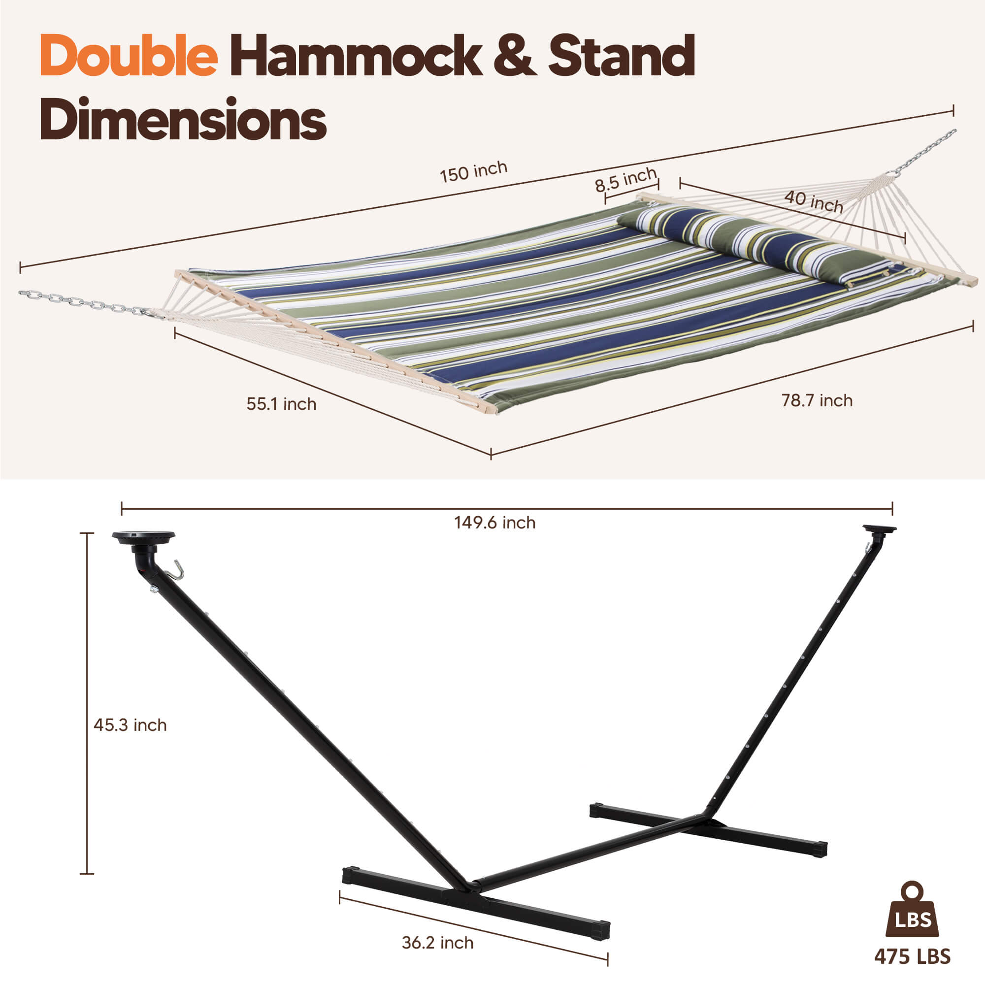 hammock with stand#color_green-stripes