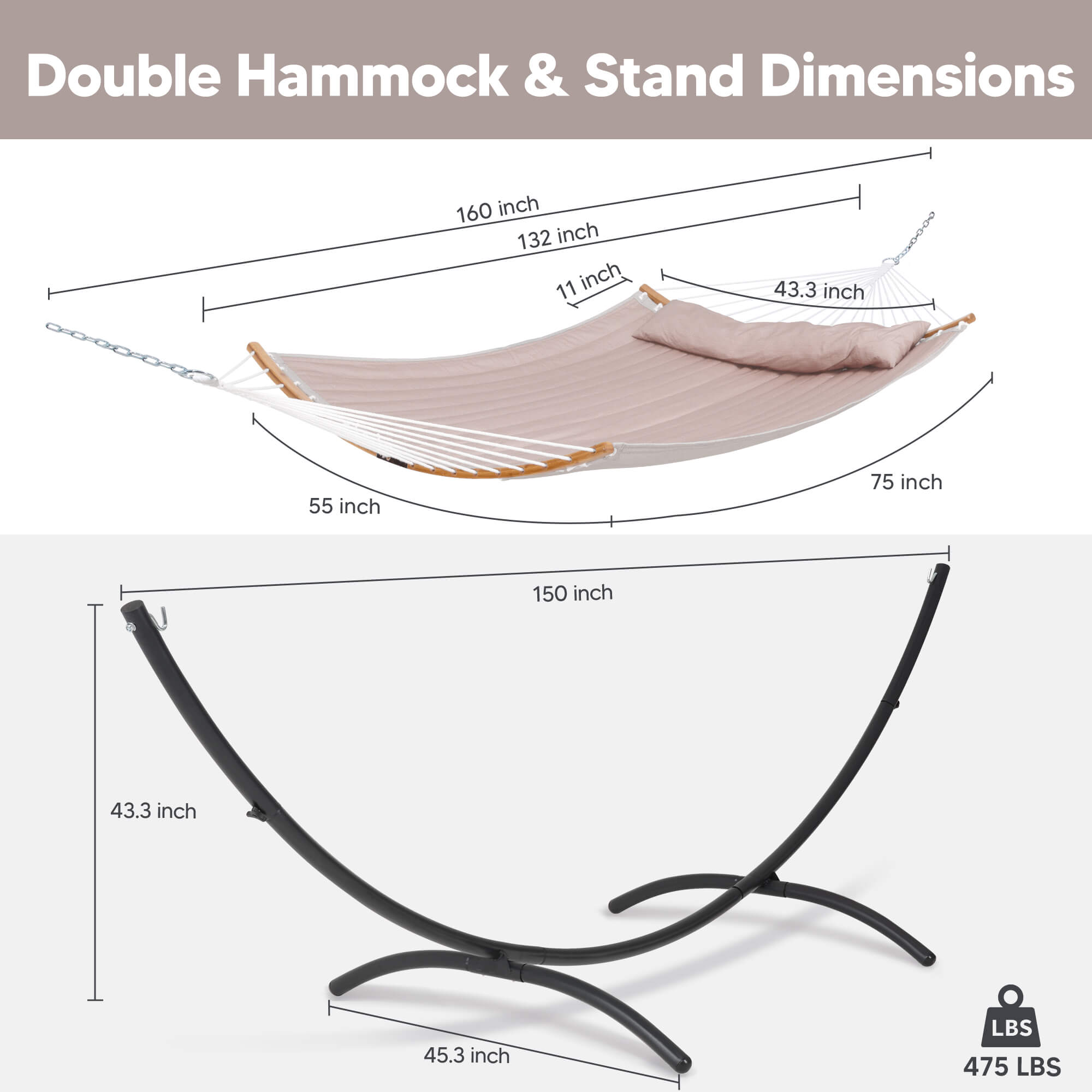 portable hammock with stand#color_brown