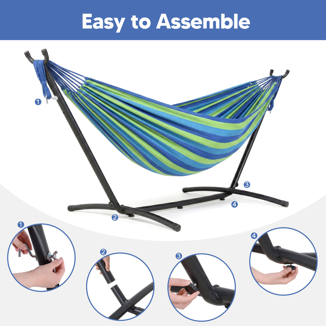 hammock with stand#color-h_blue-stripe