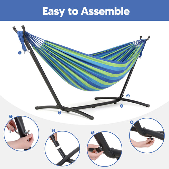 hammock with stand#color-h_blue-stripe