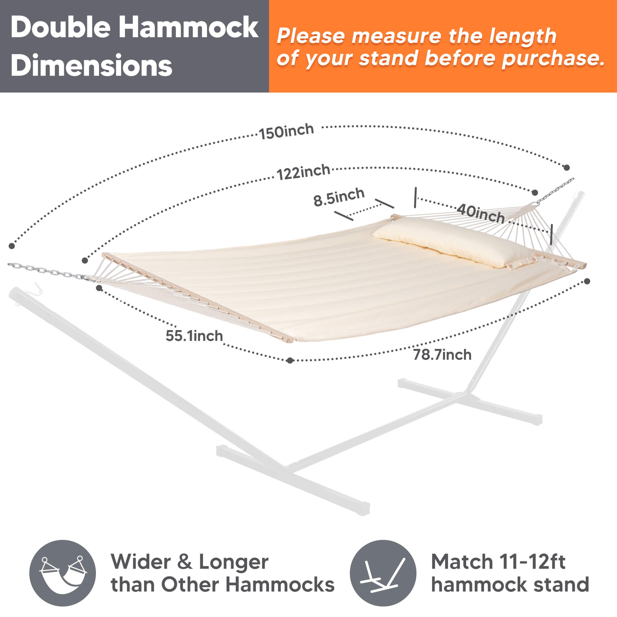 SUNCREAT Quilted Fabric Hammock#color_beige