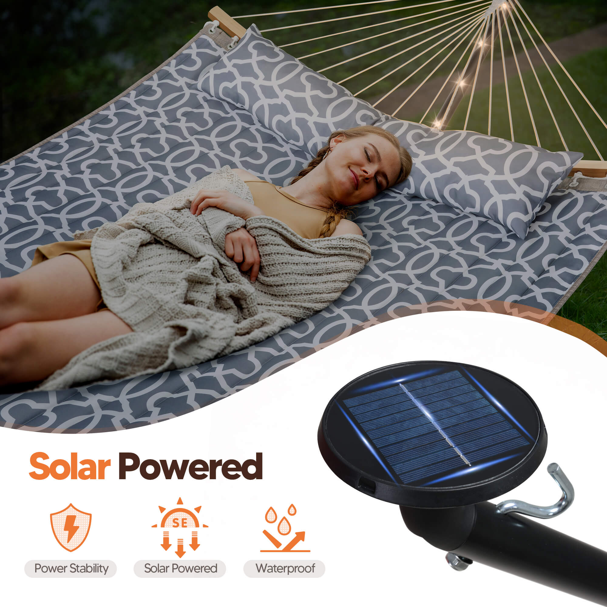 double hammock with stand  #color_gray-pattern