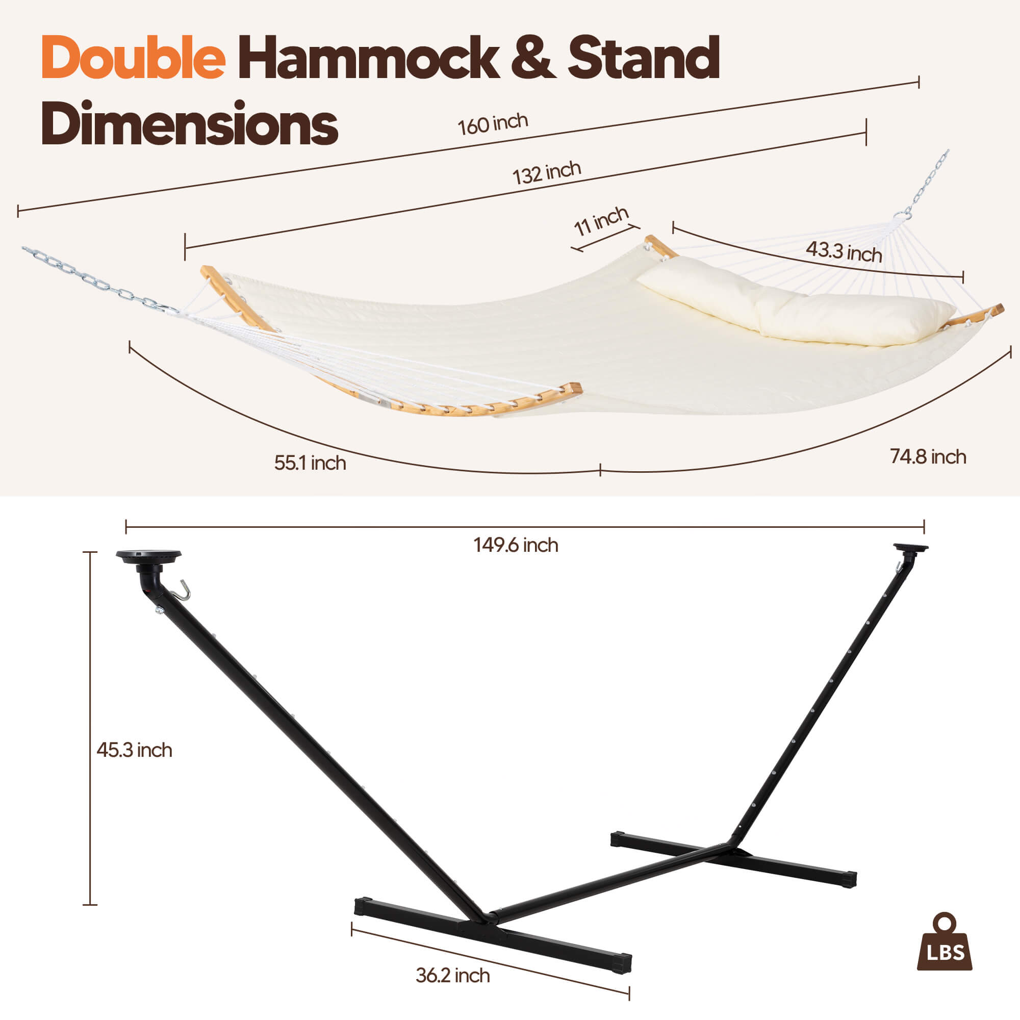 double hammock with stand  #color_beige