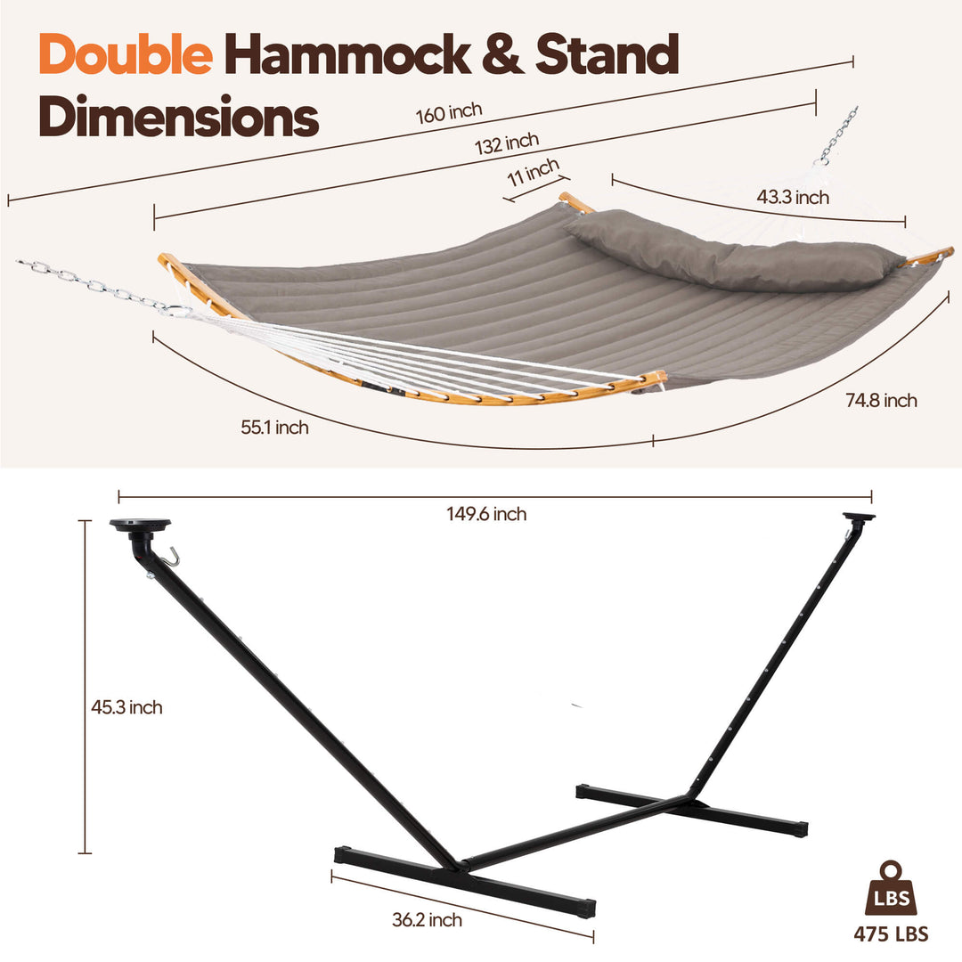 double hammock with stand  #color_brown-gray