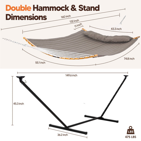 double hammock with stand  #color_brown-gray