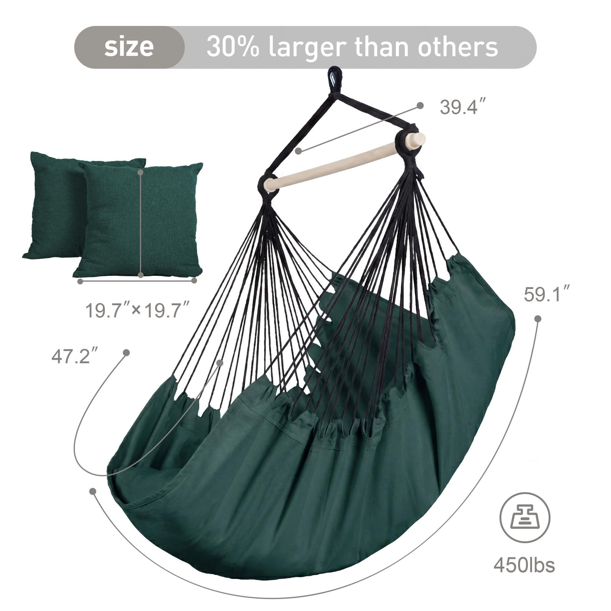 SUNCREAT Hammock Chair White#color_dark-green