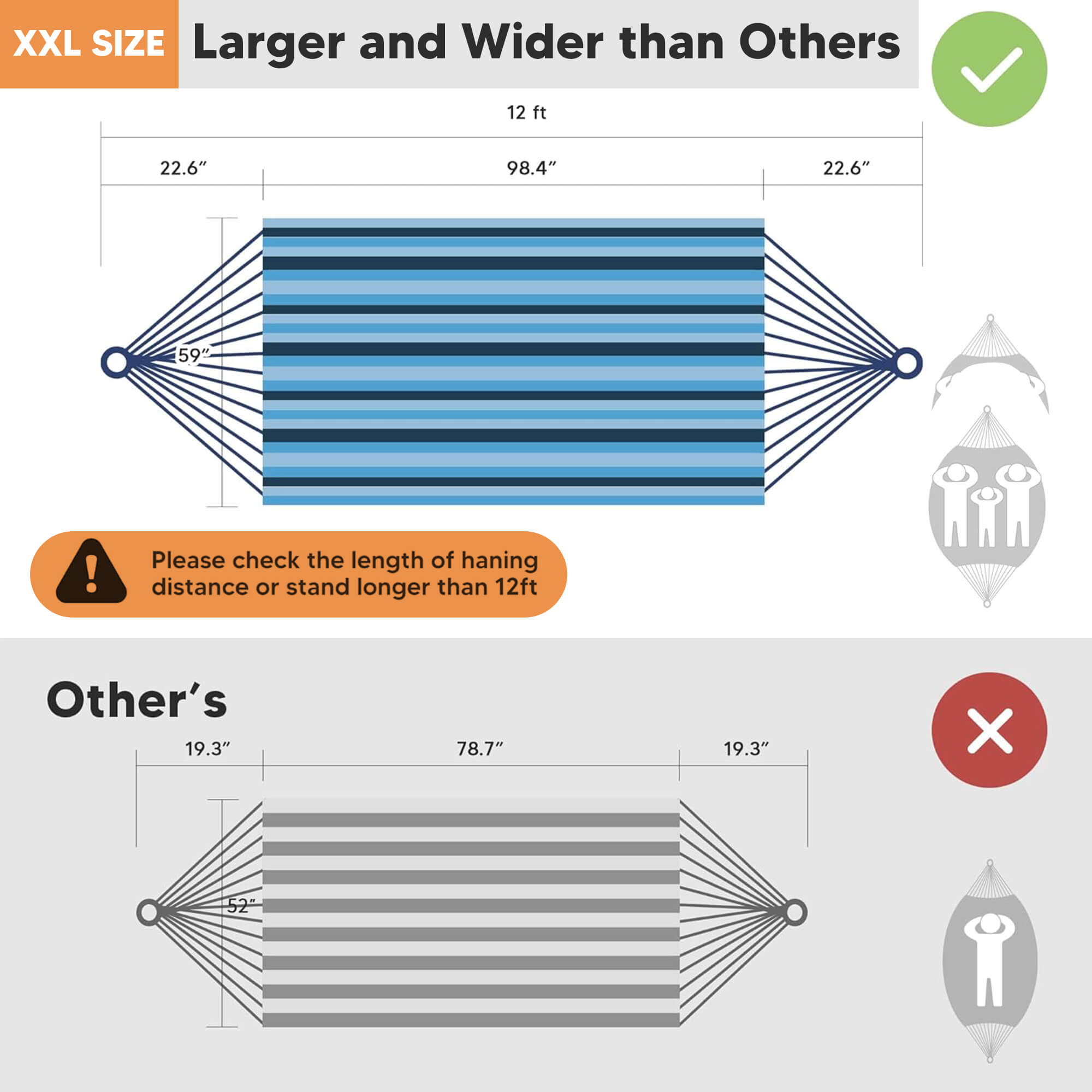 Camping Hammock for Outdoor#Color_light-blue-stripes