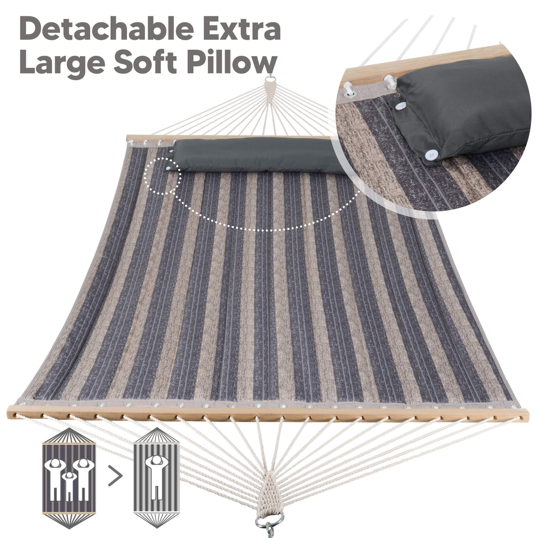 SUNCREAT Quilted Fabric Hammock#color_gray-stripes