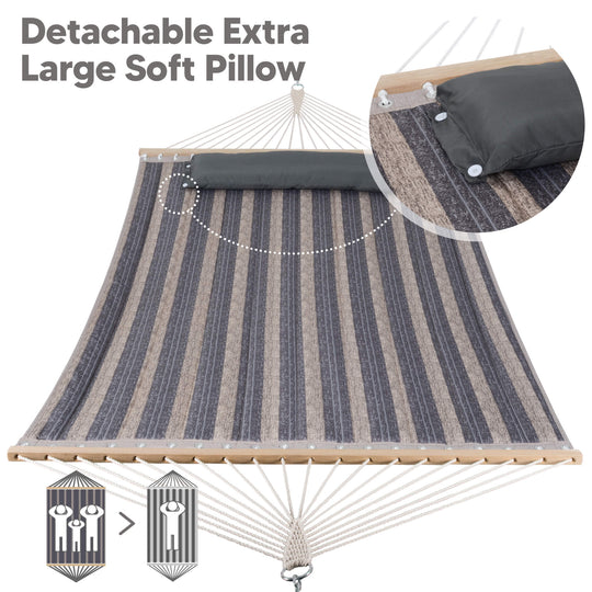 SUNCREAT Quilted Fabric Hammock#color_gray-stripes
