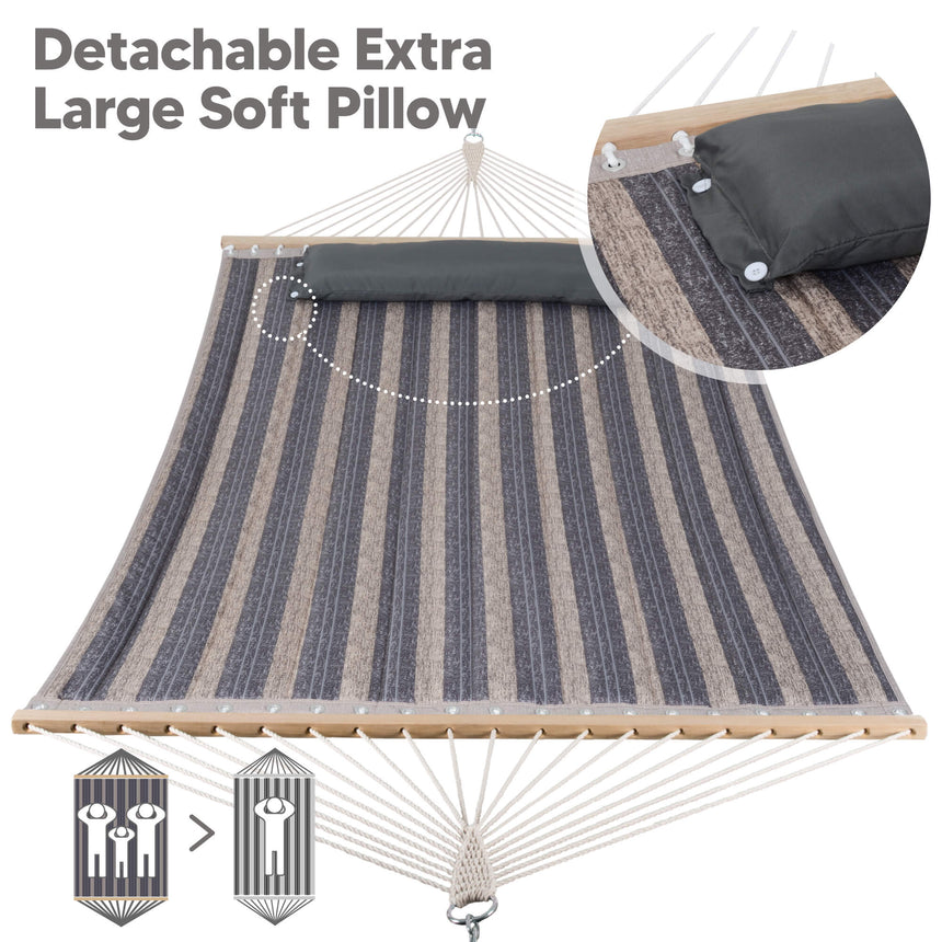 SUNCREAT Quilted Fabric Hammock#color_gray-stripes