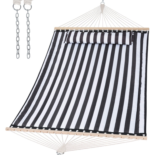 SUNCREAT Quilted Fabric Hammock#color_black-stripes