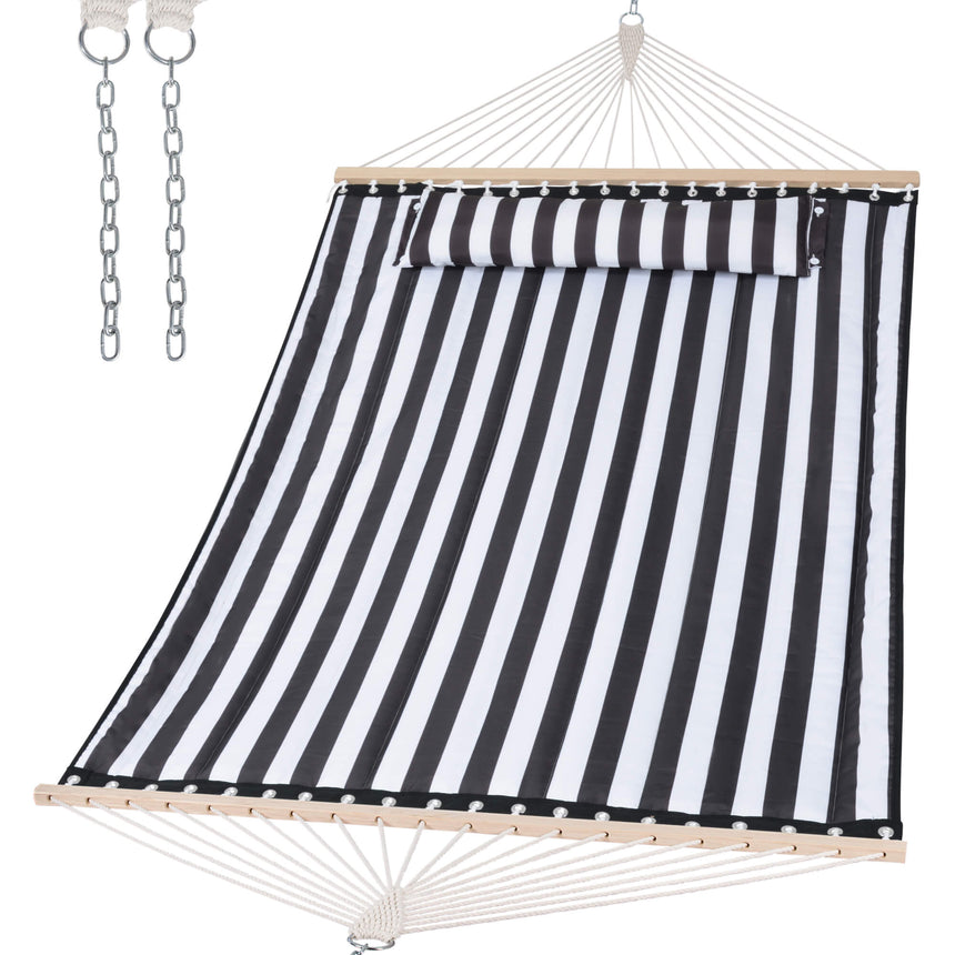 SUNCREAT Quilted Fabric Hammock#color_black-stripes