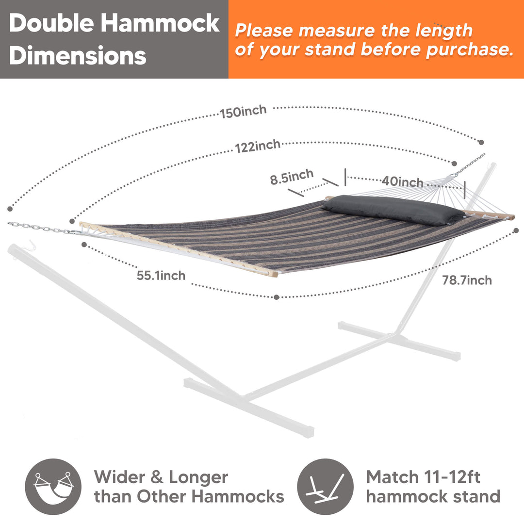 SUNCREAT Quilted Fabric Hammock#color_gray-stripes