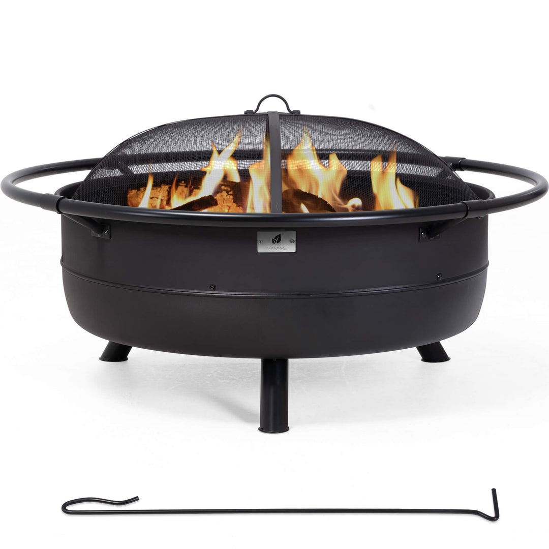Outdoor Bonfire Wood Burning Fire Pit with Grill and Fireplace Poker#size_42inch-3
