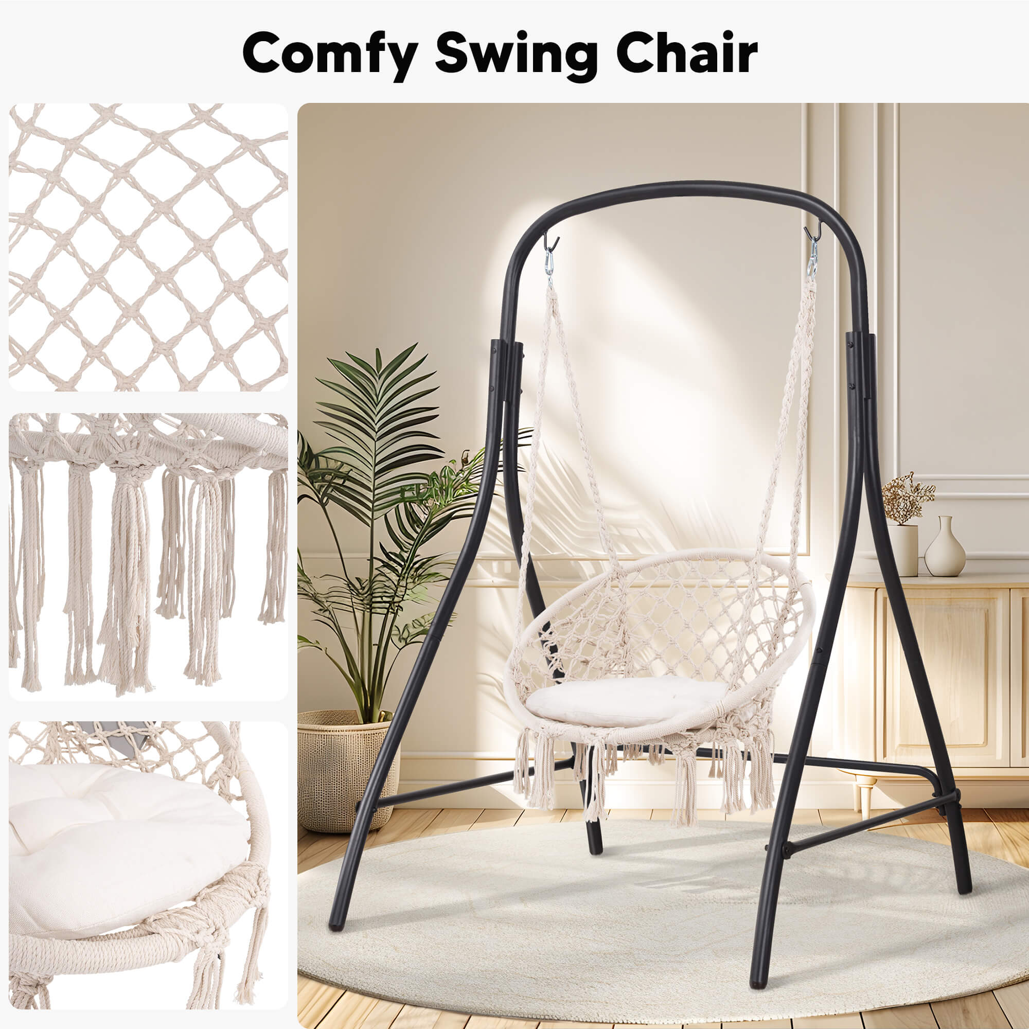 hammock chair with stand#color_white