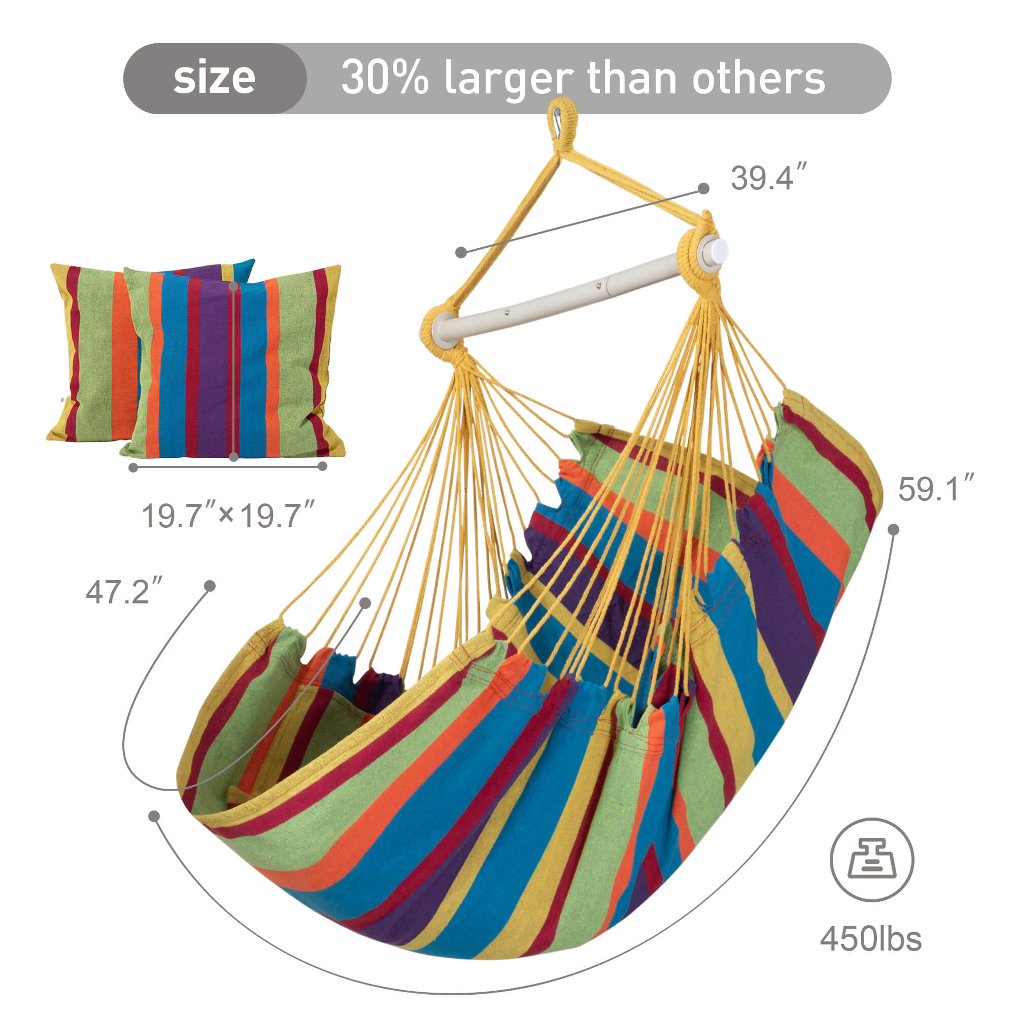 SUNCREAT Hammock Chair White#color_colorful-Stripes