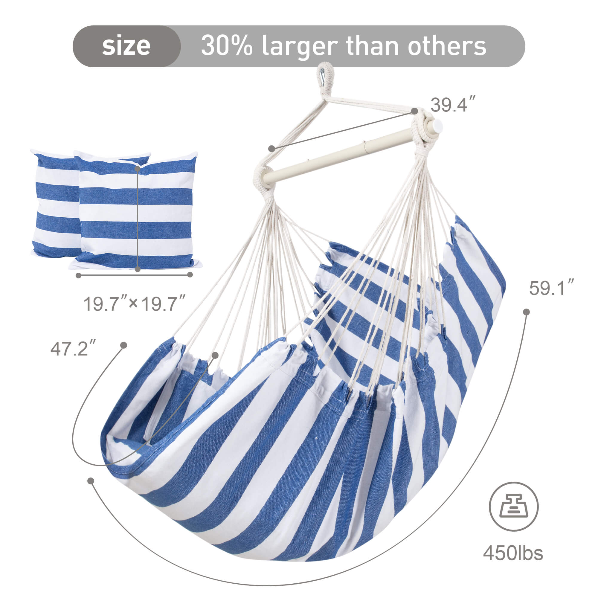 SUNCREAT Hammock Chair White#color_blue-white-Stripes