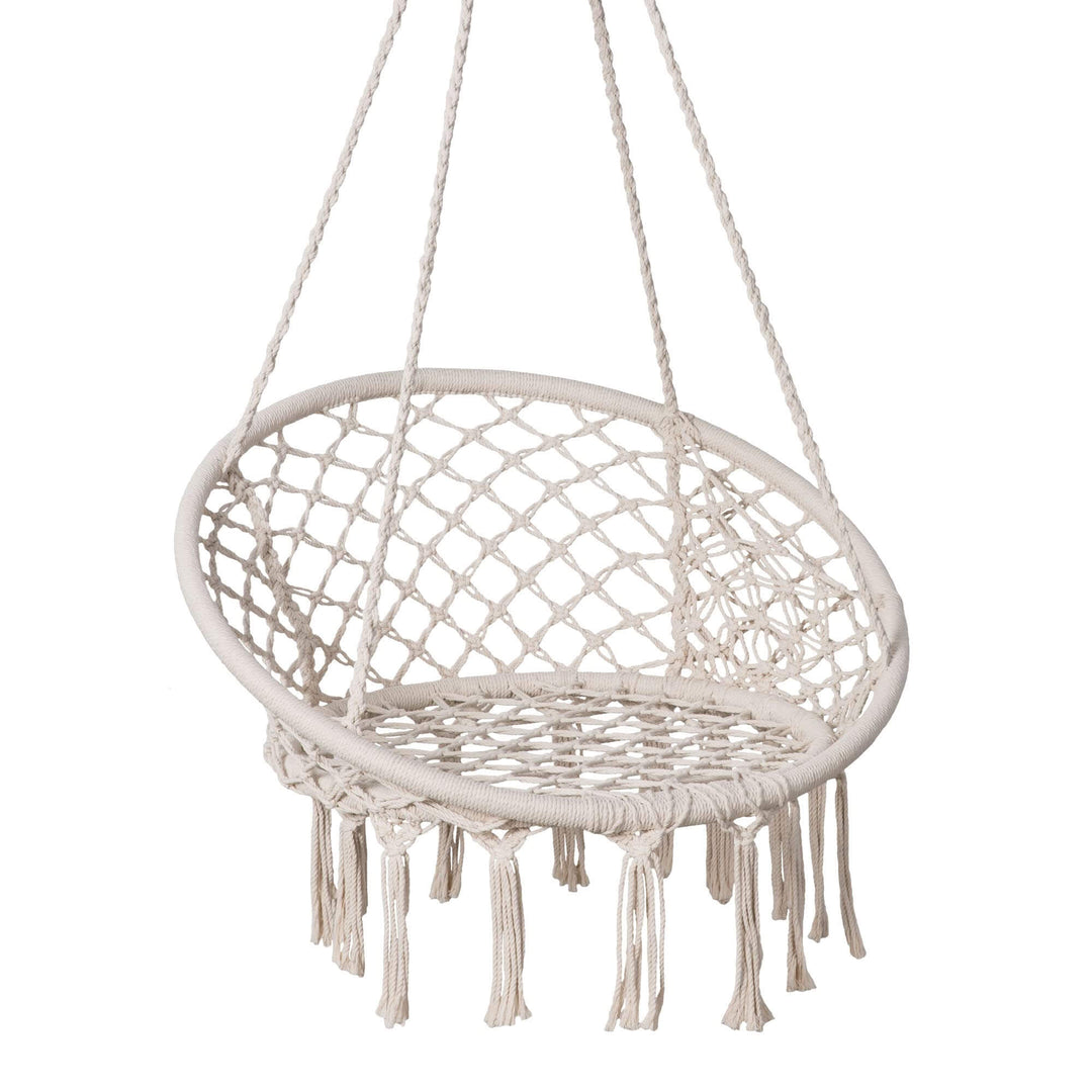 Macrame Cotton Rope Hammock Chair Swing#color_beige