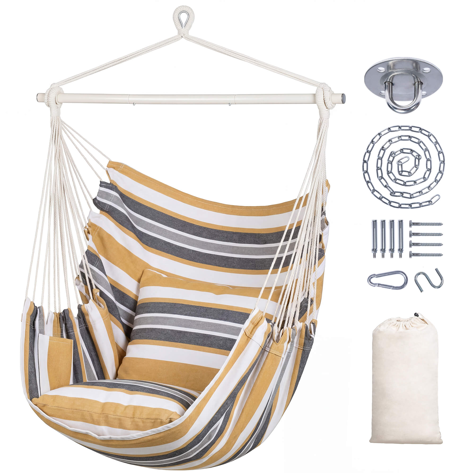 SUNCREAT Hammock Chair White#color_coffee-stripes