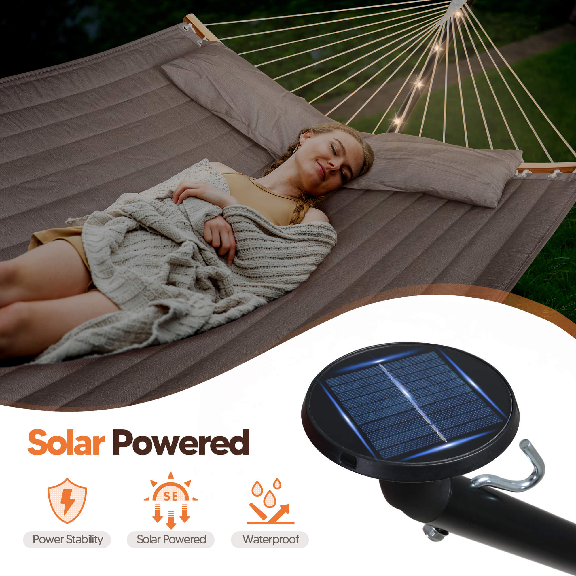 double hammock with stand  #color_brown-gray