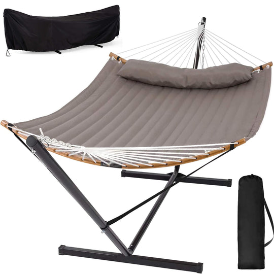 SUNCREAT-Double-Quilted-Hammock-with-Stand#color_brown-gray-stripes