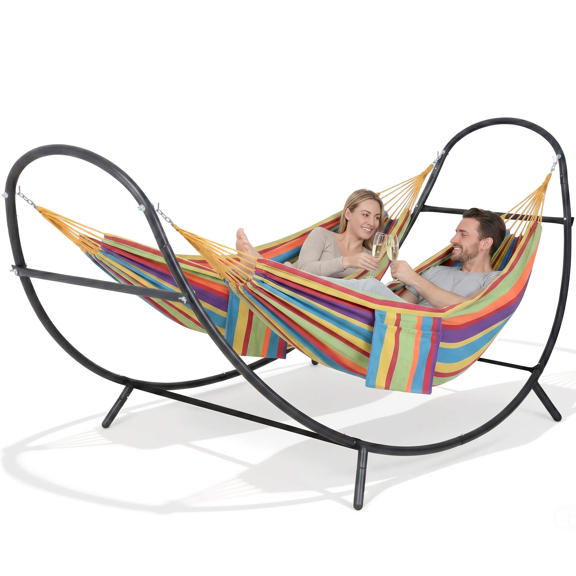 2 Person hammock with stand#color_colorful-stripes