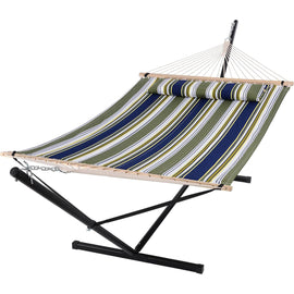 SUNCREAT-Double-Hammock-with-Stand-Green-Stripes#color_green-stripes