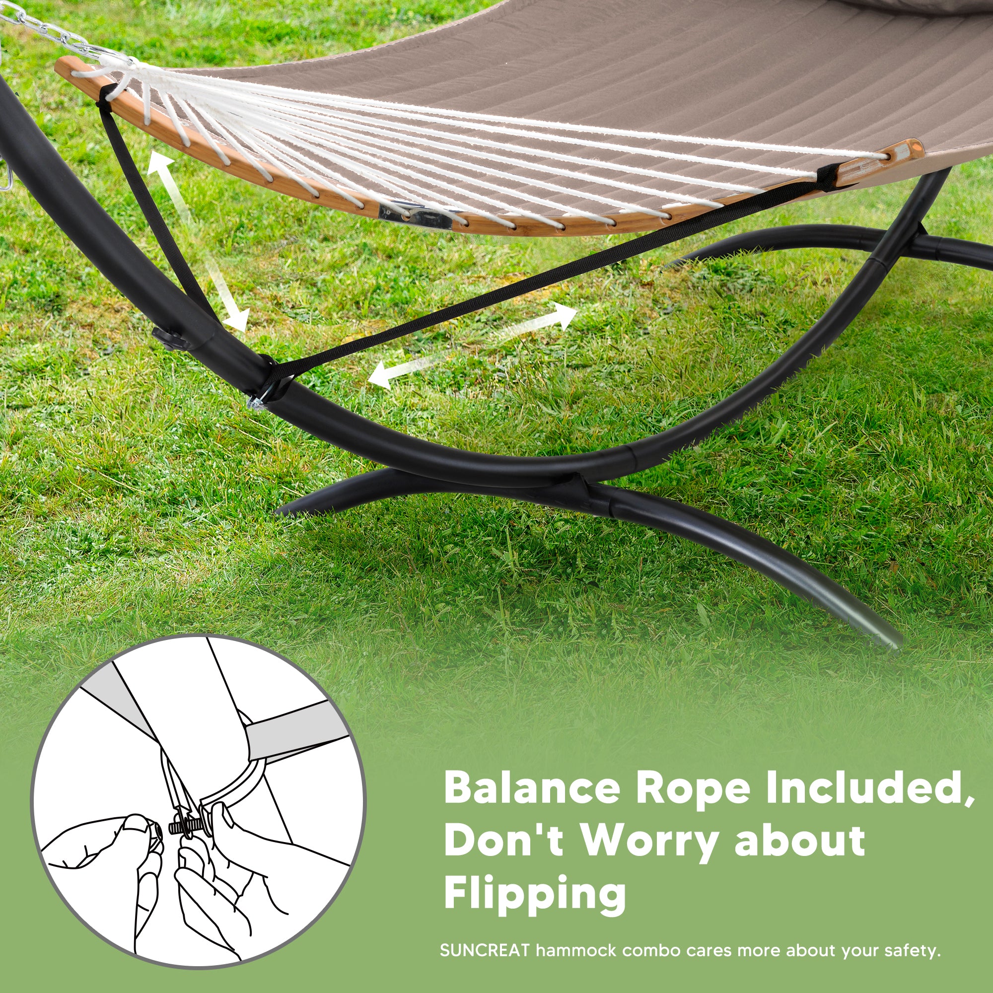 portable hammock with stand#color_brown-gray