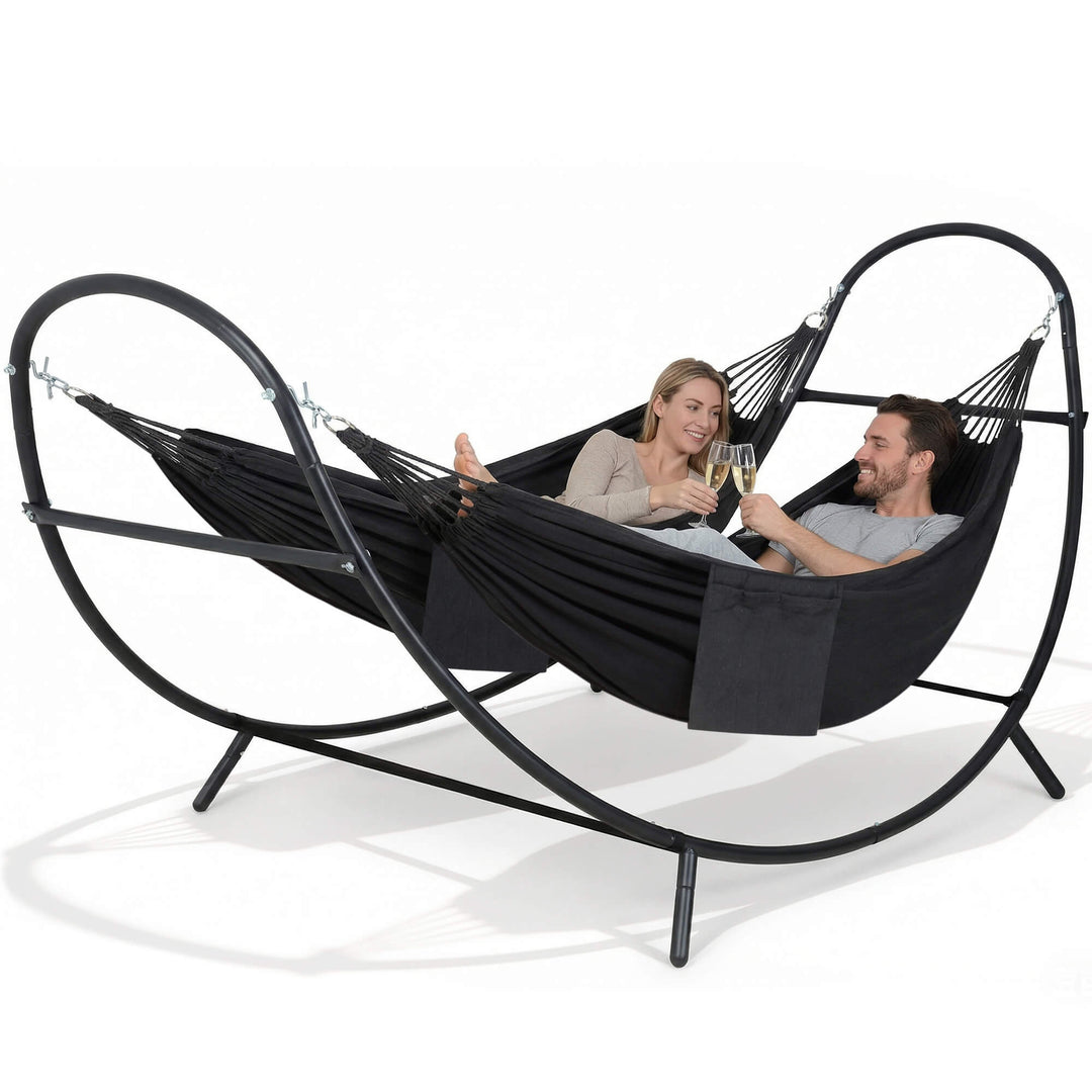 2 Person hammock with stand#color_dark-gray